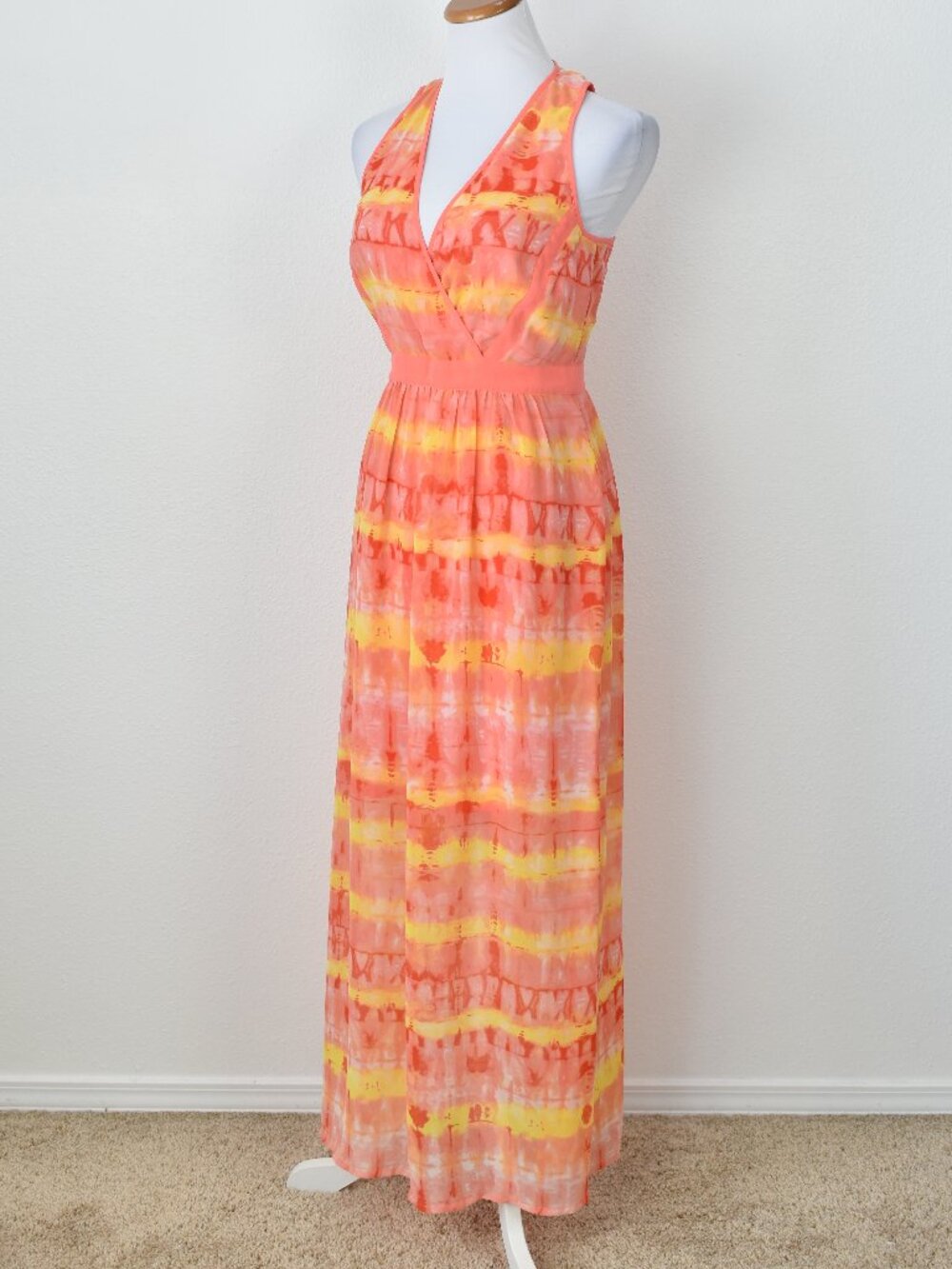 Calvin Klein Chiffon Tie Dye Stripe Maxi Dress - 6 - Picture 4 of 10